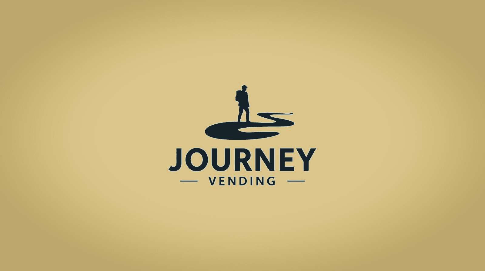 Journey Vending logo featuring a hiker silhouette on a winding path against a tan background.